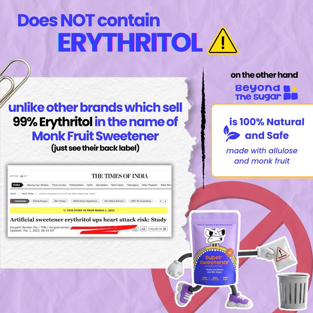 Monk Fruit Sweetener with Allulose | Zero Sugar | Sugar Replacement | Natural