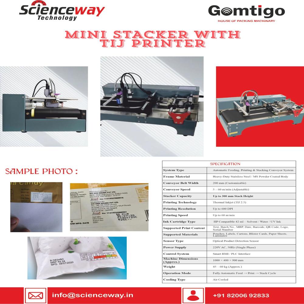 Mini Stacking Inkjet Conveyor Belt With Tij Printer - Automatic Grade: Automatic