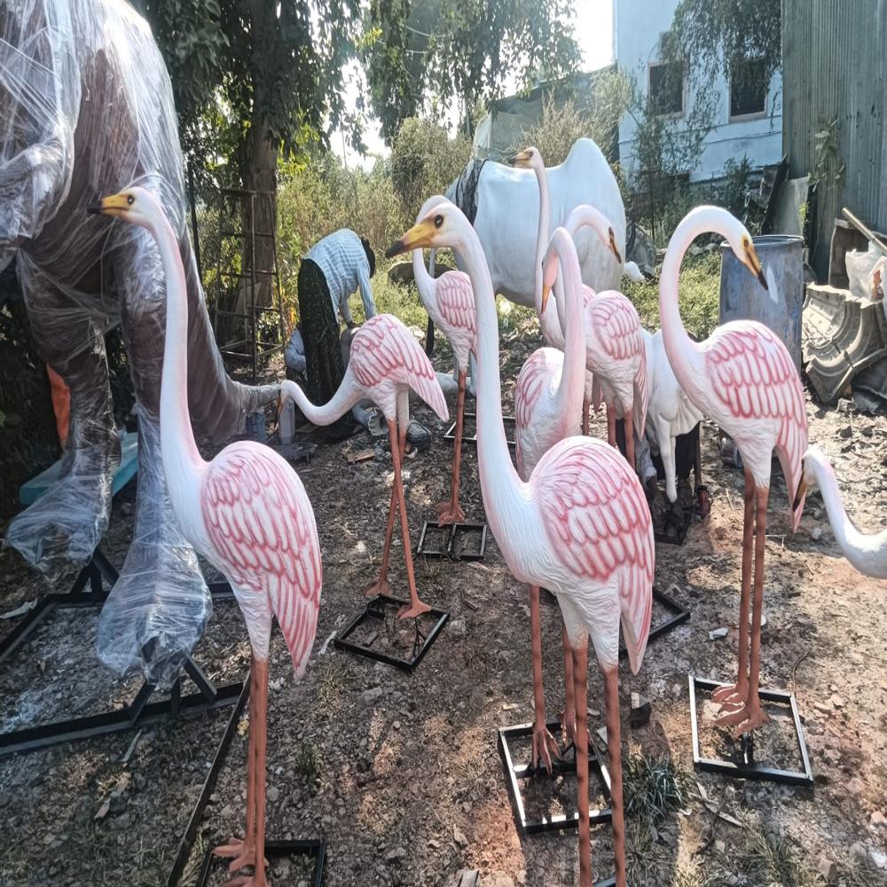 Fiber Flamingo Statue 