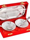Resin Bengalen Silver Plated Bowl Spoon Set Light Weight with Red Box