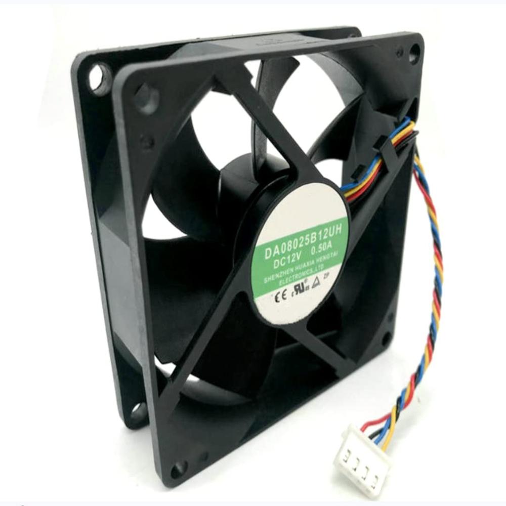 M DA08025B12UH 12V DC 0.50A 8025mm 4-Wire Plastic Ball Bearing Industrial Axial Cooling Fan