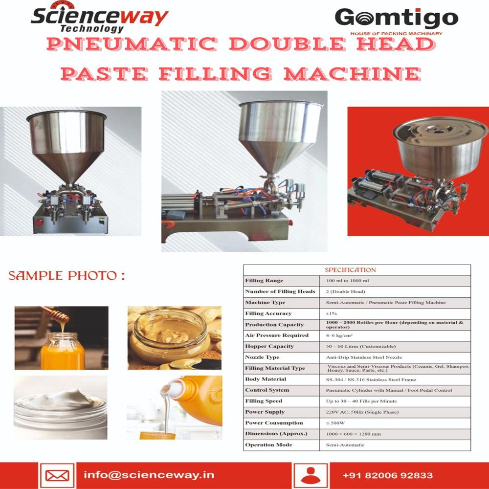 Double Head Paste Filling Machne 100-1000ml Scienceway