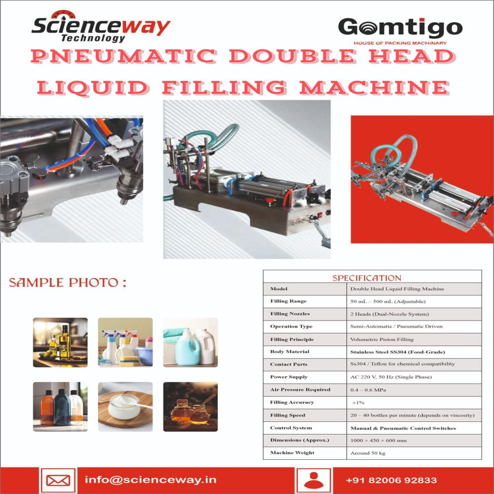 Double Head Liquid Fillling Machine 50-500ml Scienceway