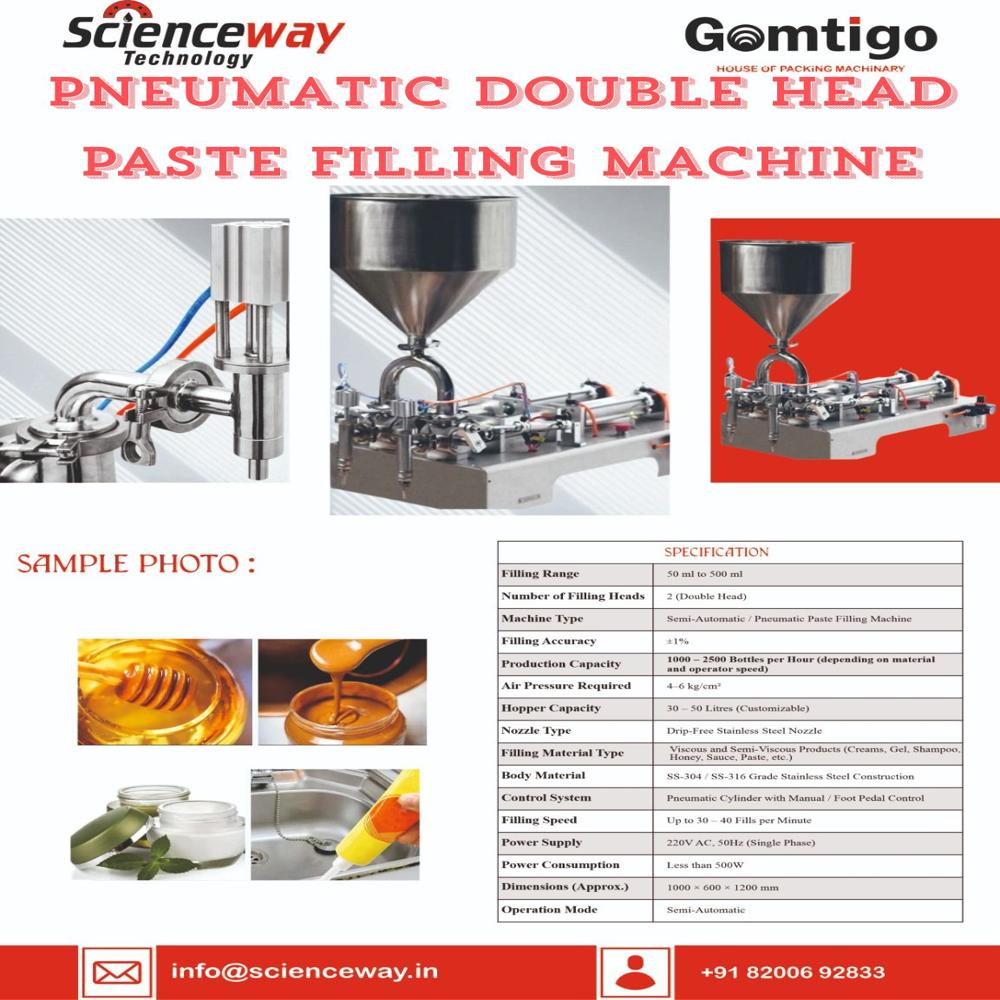 50-500ml Double Head Paste Filler Machine Scienceway
