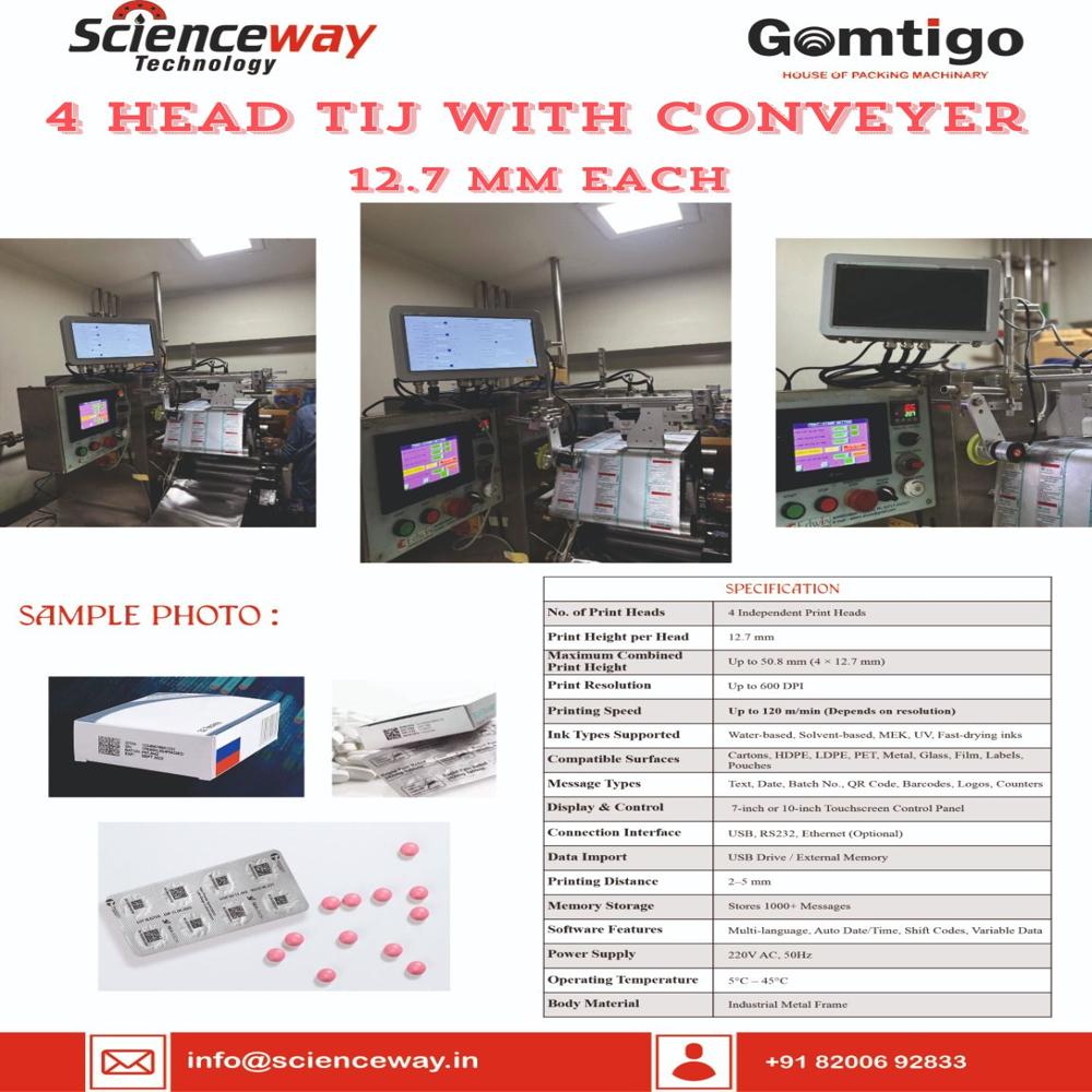 4 Head 12.7mm Tij Printer