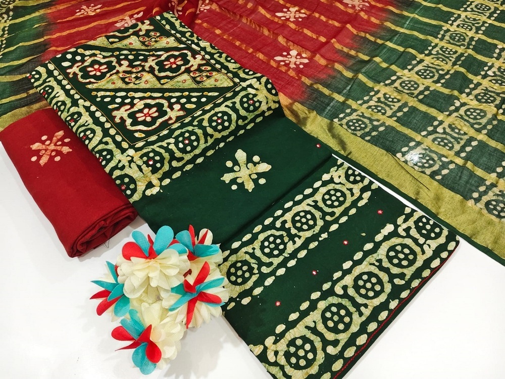 Nemi Wax Batik Khatali Work  Dress Material