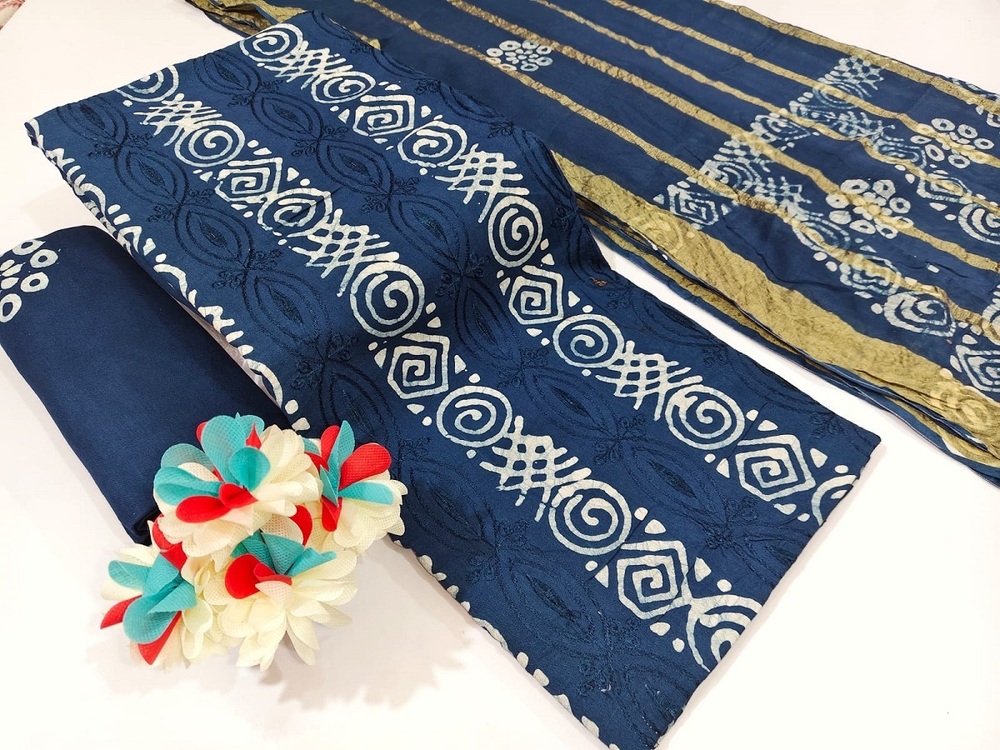 Nemi Wax Batik With Emb Work  Dress Material