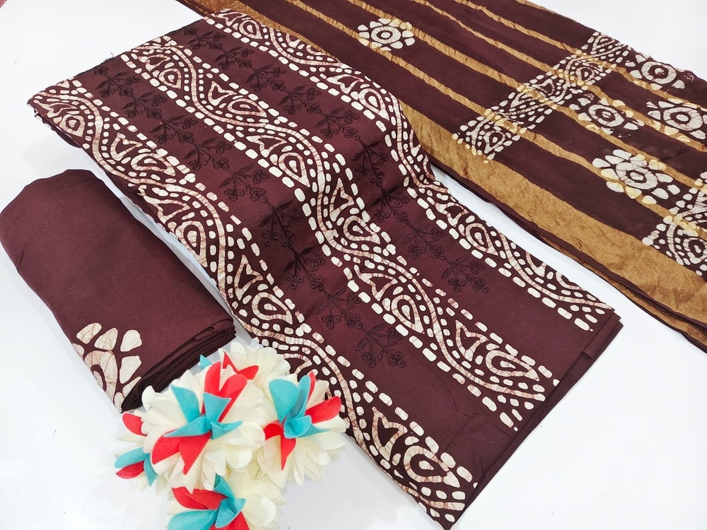 Nemi Wax Batik With Emb Work  Dress Material