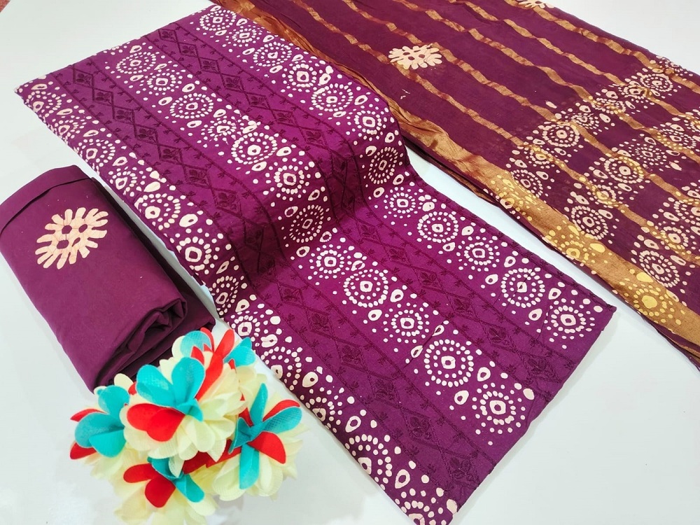 Nemi Wax Batik With Emb Work  Dress Material