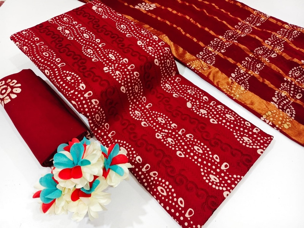 Nemi Wax Batik With Emb Work  Dress Material