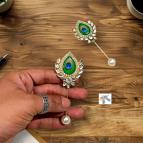 Kundan Stone Mor Pankh Brooches Pins
