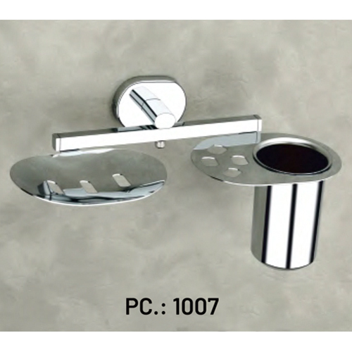 Pc-1007 Soap Dish With Tumbler Holder - Color: Silver