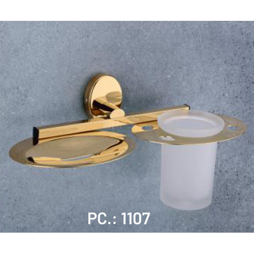 Pc-1107 Soap Dish With Tumbler Holder - Color: Golden