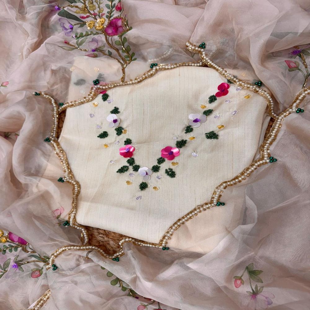 Trendy Party Wear Designer Saree - Color: White - Cream