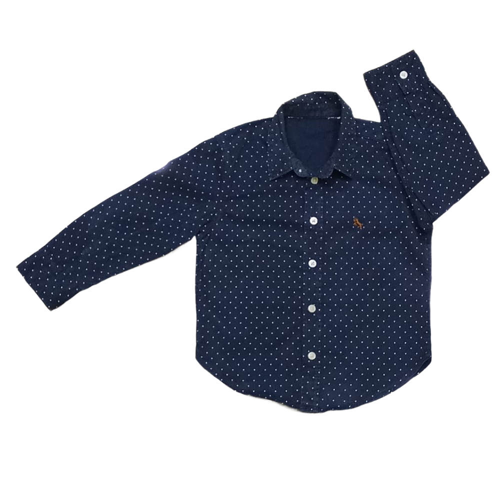 White Dotted Blue Shirt