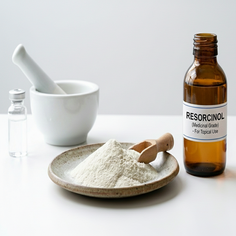 Resorcinol Powder - Chemical Formula C6h4(oh)2, Molecular Weight 110.11 G/mol | Standard Technical Grade, Melting Point 27a C, Boiling Point 243a C