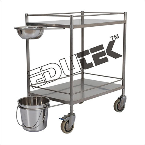 Dressing Trolley - Stainless Steel Frame, 30" X 20" X 32" , Two-tier Design With Removable Bowl And Bucket, Lightweight And Mobile