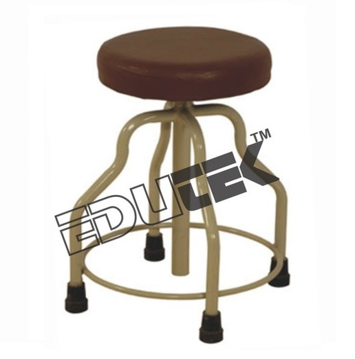 Revolving Stool - Stainless Steel Frame, Adjustable Height 510 Mm To 710 Mm, Cushioned Seat | Manual Operation, Rotating Feature, For Laboratory, Office, Home