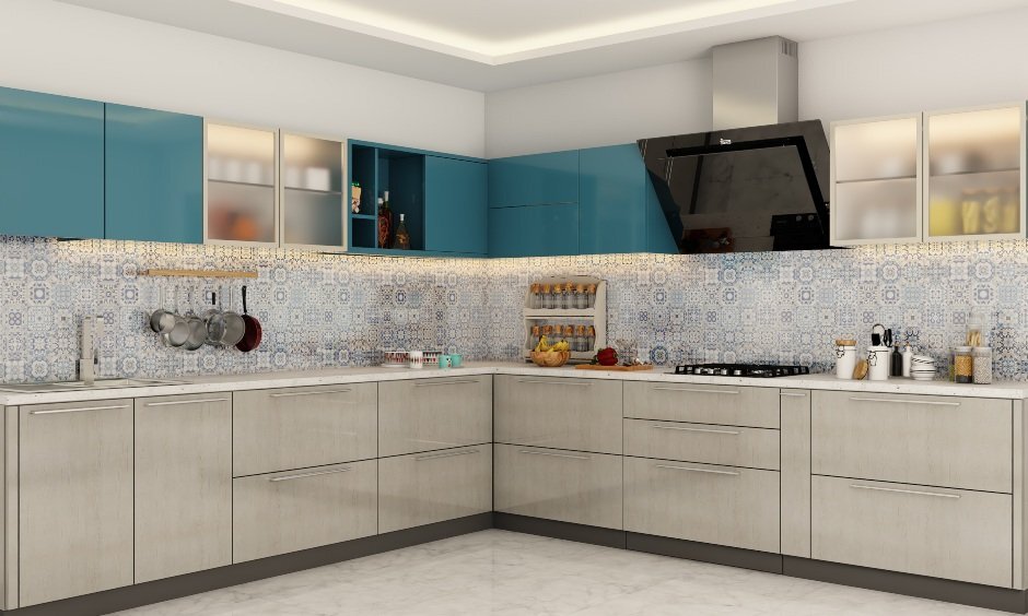 L-Shaped Modular Kitchen Cabinet - Color: All Color Available