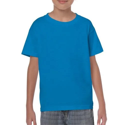 Kids Plain Round Neck Cotton T-shirt - Color: Grey