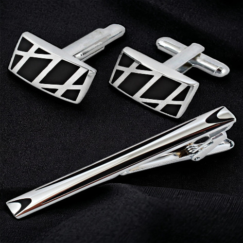 Cufflinks & Tie Pin - Fabric Type: Polyester Jacquard
