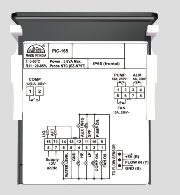 Pic-165 Sub Zero Chiller Controller Dual Touch Display - Color: Black