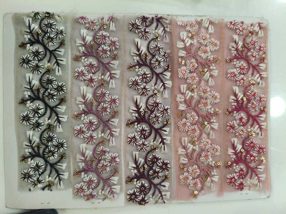 Embroidered Lace.border - Color: Multicolor