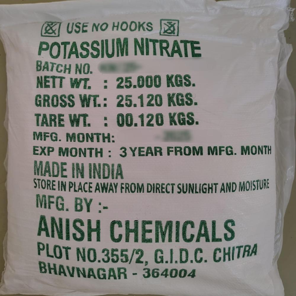 Potassium Nitrate - 99.72% Assay, White Crystalline Powder, High Solubility In Water, Low Heavy Metals Content, Ideal For Ophthalmic Use