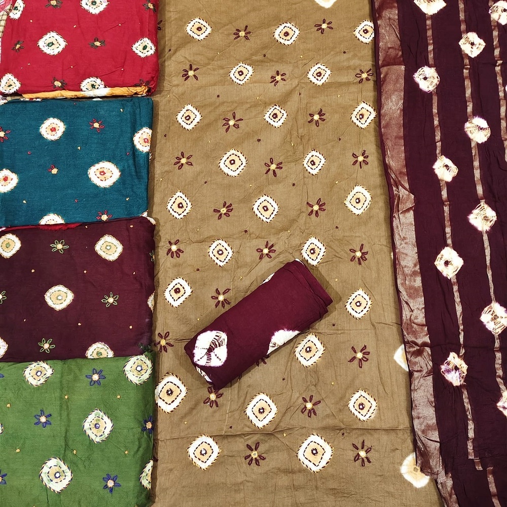 Nemi Satin 4 Design Work Dress Material