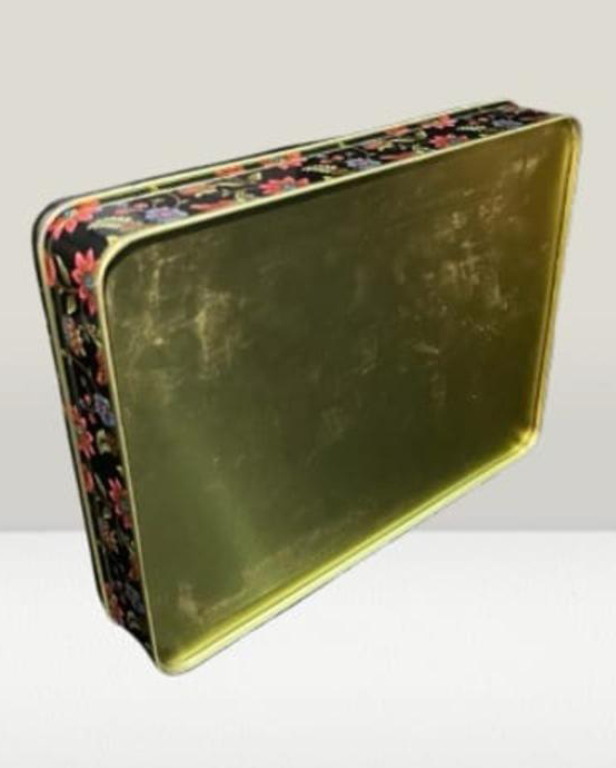 Black Rectangular Tin Box - Material: Metal