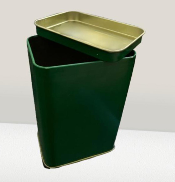 Green Rectangular Tin Box - Material: Metal