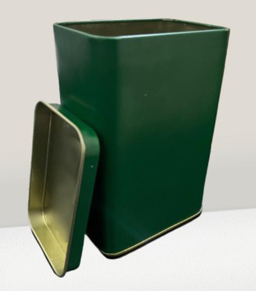 Green Rectangular Tin Box - Material: Metal