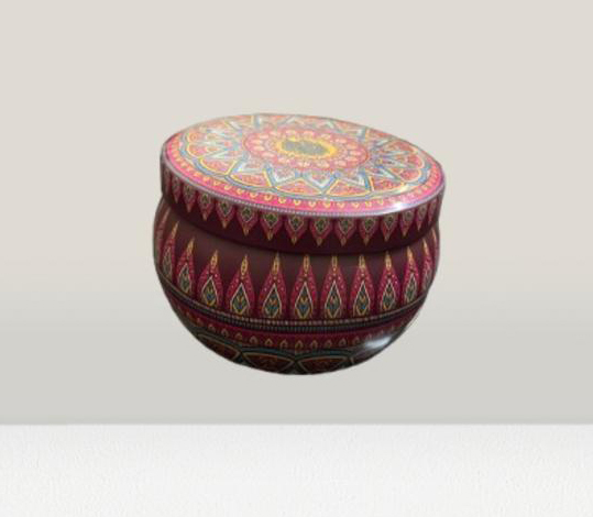 0.5 Kg Matka Shaped Tin Box - Color: Multicolour