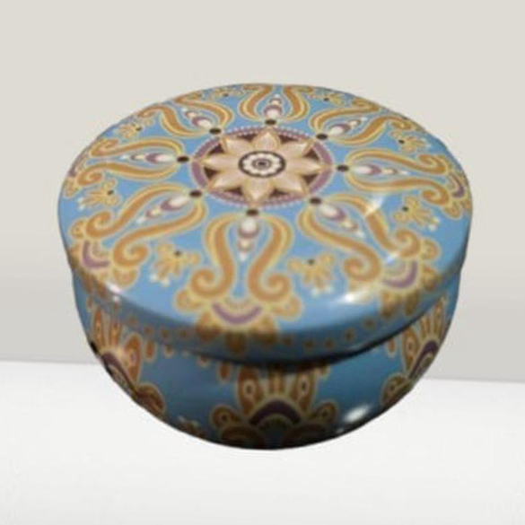 Round Tin Candle Container - Color: Multicolour