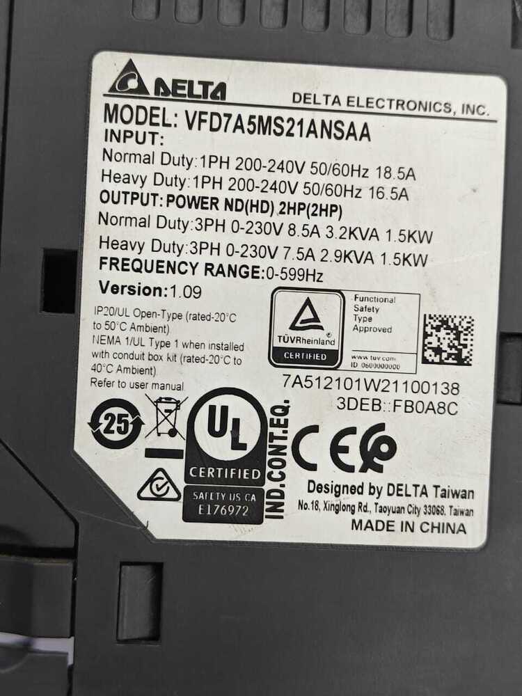 Delta Vfd7a5ms21ansaa - Features: Good Quality