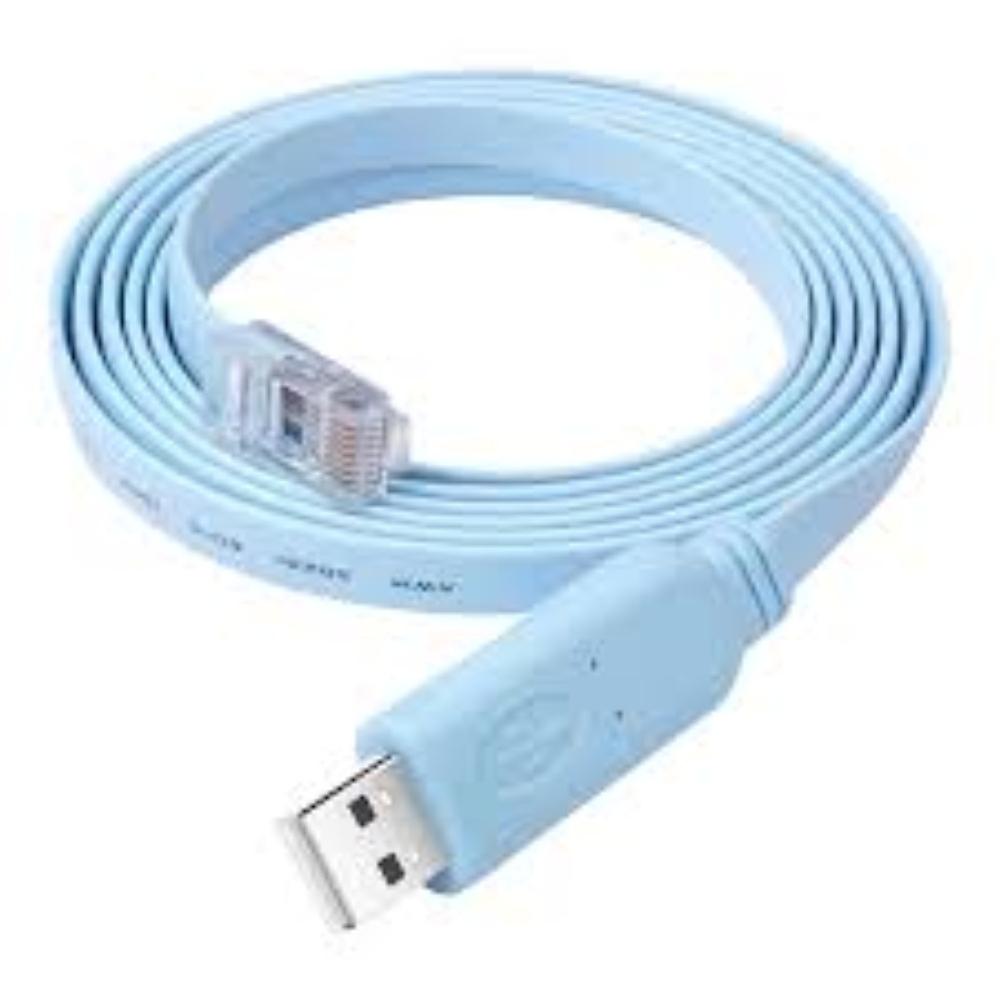 Rj45 Cisco Console Cable - Db9 To Rj45, 6 Ft Length, Blue Color, 192 Kb Buffer Size | Wired Connectivity, High Speed For Routers