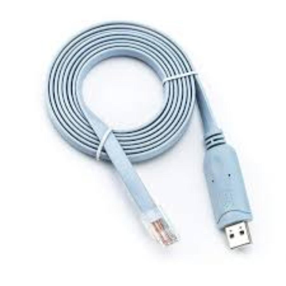 Rj45 Cisco Console Cable - Db9 To Rj45, 6 Ft Length, Blue Color, 192 Kb Buffer Size | Wired Connectivity, High Speed For Routers