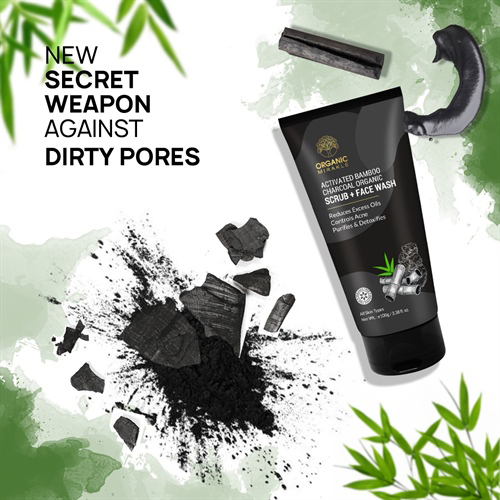 100Gm Charcoal Organic Scrub + Face Wash - Age Group: Adult