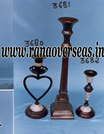 Brown Brass Metal Candle Stand In Antique Finish.