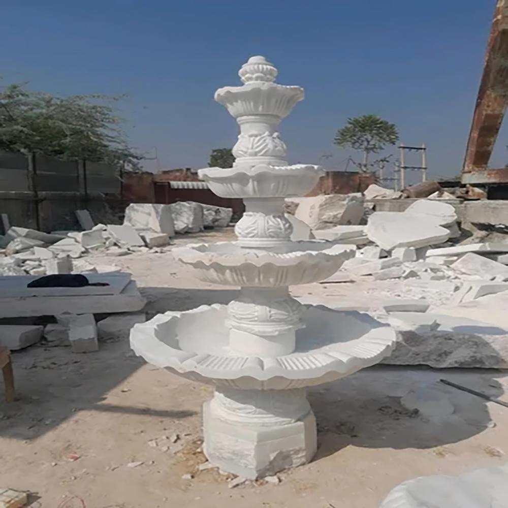 Outdoor White Marble Fountain