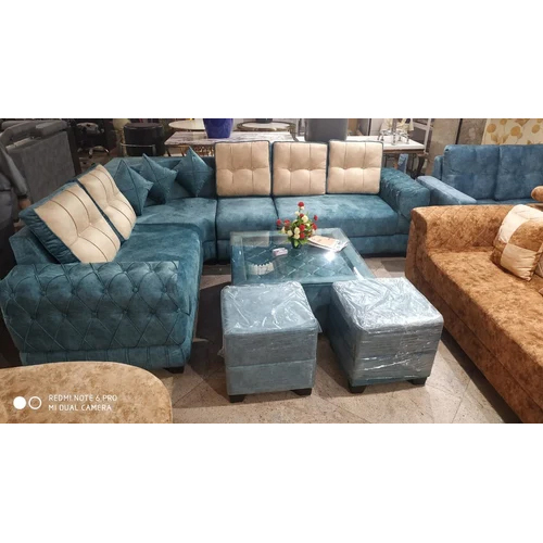 7 Seater Sofa Set - High-quality Fabric, Includes Three-seater, Two-seater, Two Single Chairs | Modern Indian Style, Durable Indoor Furniture, Perfect For Family Gatherings