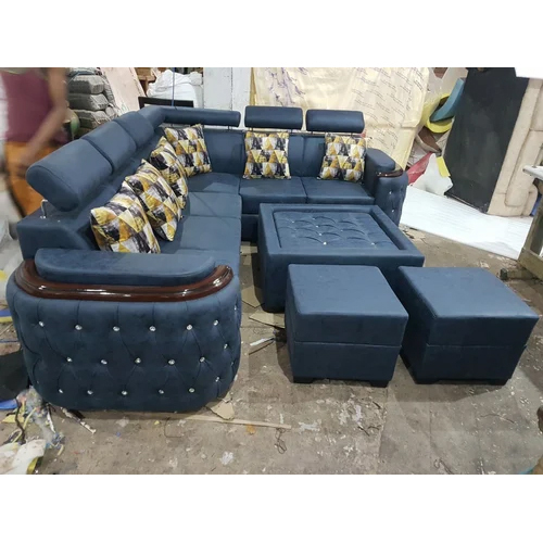 7seater Blue L Shape Sofa Set - Assembly: No Assembly Required