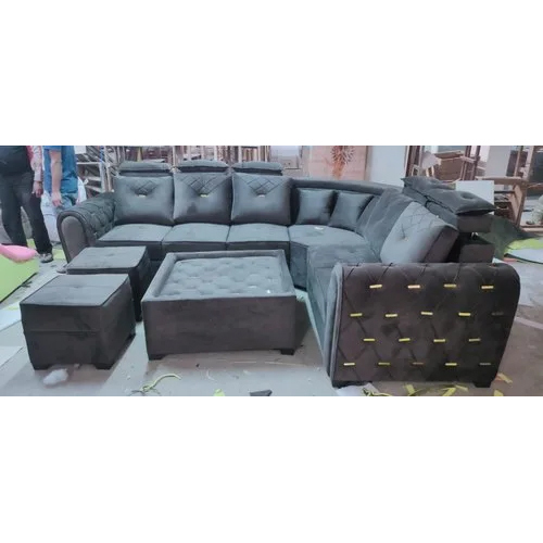 L Shape Corner Sofa Set - High-quality Materials, Spacious Design, Elegant Indian Style | Perfect For Indoor Living Room Seating, Customizable Options