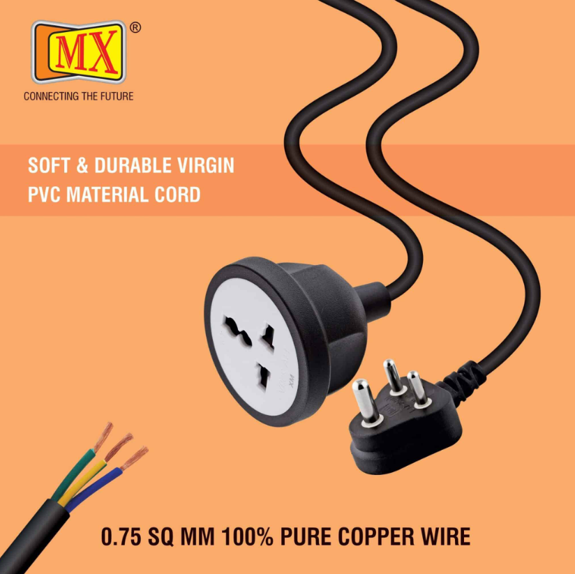 Mx Single Socket Extension Board With 1.5m Heavy Duty Long Wire Cord, Use To Exetend Power Socket 2500w 10a Expandable Electric Extension, 3 Pin Plug With Surge Protection & Child Safety Shutter, Black (Mx-4218) Pack Of 1 - Feature: Good Quality