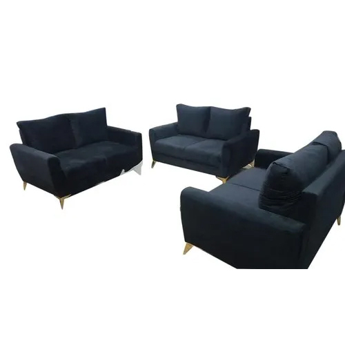 Wooden Foam Sofa Set - Wooden Frame, Standard Size , Black Color - Modern Indoor Furniture Enhancing Living Room Comfort