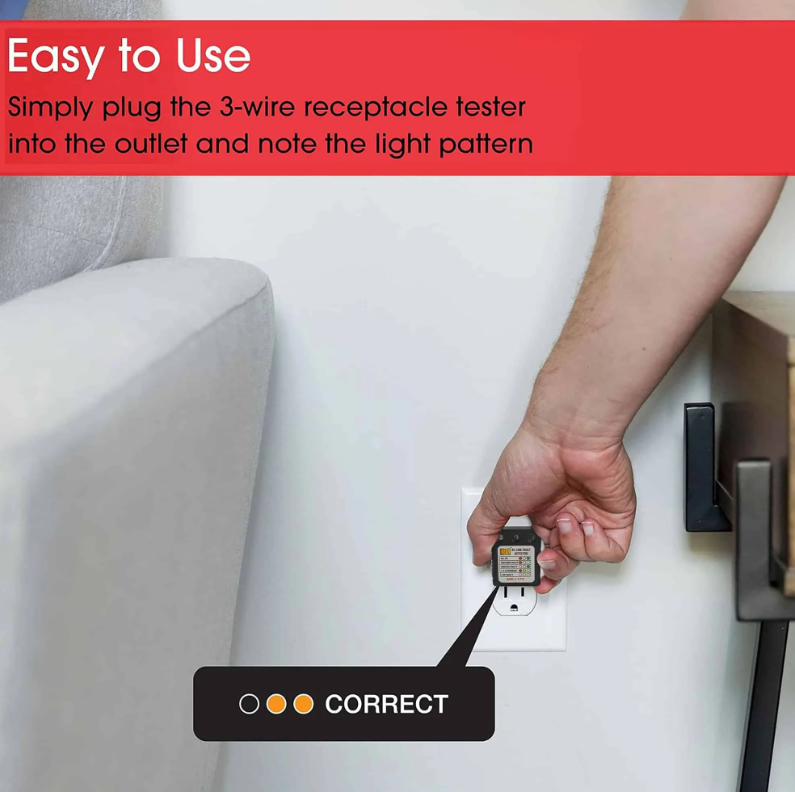 Mx Ac Electrical Line Fault Detector 5amp 3 Pin Socket Tester With Automatic Earthing & Neutral Faulty | L&n Reversed | Live Faulty Detector With Ryg Led Indicator Wall Plug Mx 1177 - Color: Black