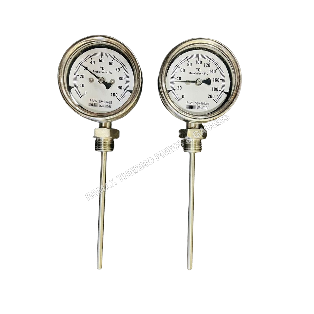 Cvd2 Tri Clover Type Baumer Temperature Gauge - Color: Silver