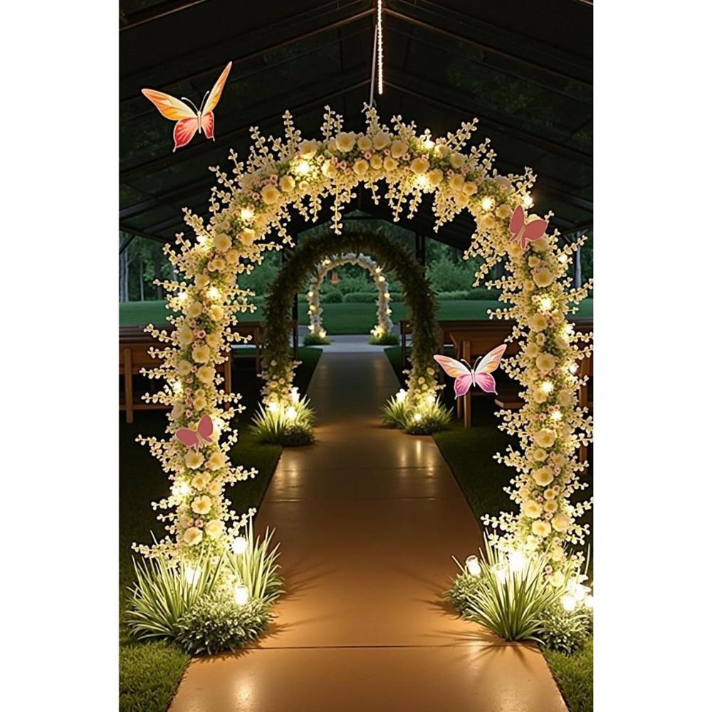 Regal Rose Canopy Wedding Backdrop - Color: Ivory