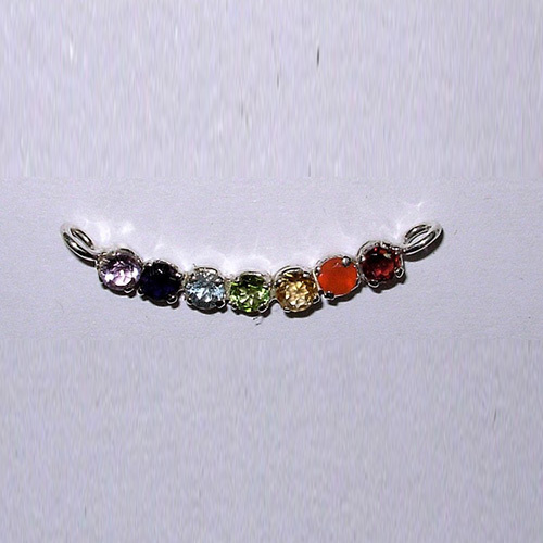 7-Colour Chakra Pendants With 4mm Round Facetted Stones