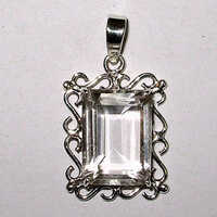 Sterling Silver Pendant With Crystal Quartz Facetted Octagon